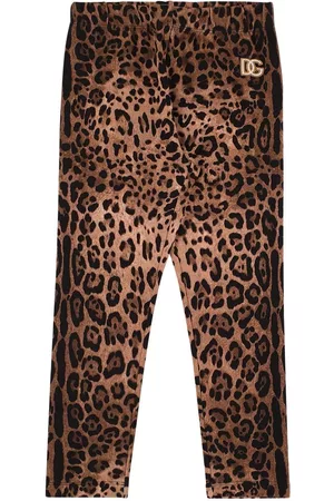 Dolce & Gabbana | Niña Leggings De Algodón Con Estampado Animal /café 8a