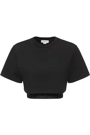Alexander McQueen | Mujer Camiseta De Jersey De Algodón Con Encaje 38