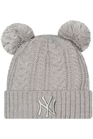 Gorro de punto con dos pompones New York Yankees blanco para mujer