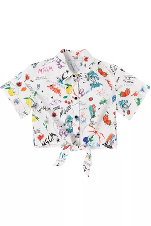 Msgm | Niña Doodle Print Cotton Poplin Shirt 8a