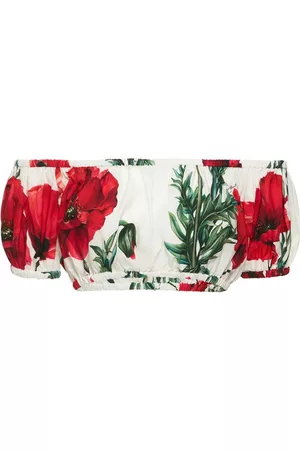 Dolce & Gabbana | Mujer Poppy Print Cotton Poplin Crop Top 36