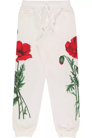 Dolce & Gabbana | Niña Pantalones De Algodón Con Estampado Floral /rojo 10a