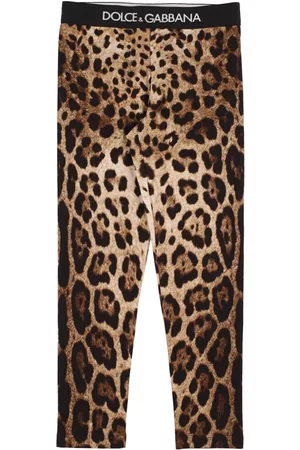 Dolce & Gabbana Niñas Pantalones - | Niña Leggings De Algodón Estampado Con Logo /café 8a
