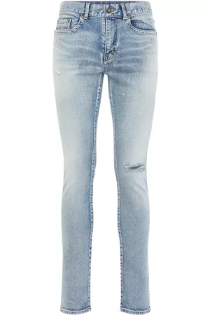 Saint Laurent | Hombre Jeans Skinny De Denim De Algodón 15cm 28