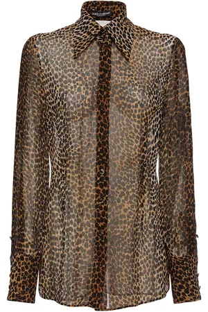 Dolce & Gabbana Mujer Estampadas - | Mujer Camisa De Seda Transparente Con Estampado Animal 38