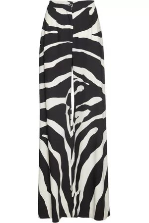 Dolce & Gabbana Mujer Estampados - | Mujer Pantalones Anchos De Crepé De Seda Con Estampado /blanco 36