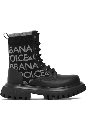 Dolce & Gabbana Niñas Botas - | Niña Botas De Punto Y Piel Con Logo /gris 34