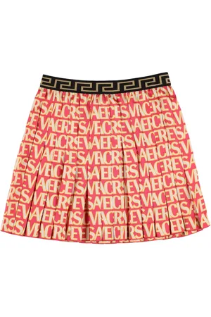 VERSACE Falda Plisada De Sarga Con Logo