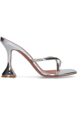 Amina Muaddi Sandalias Henson De Piel Espejada 95mm