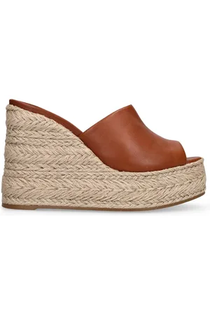 Christian Louboutin Cuñas De Piel Y Rafia 130mm