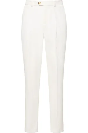 Brunello Cucinelli Pantalones Rectos De Gabardina De Algodón