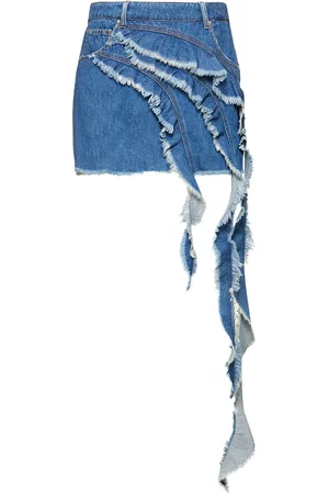 BLUMARINE Minifalda De Denim Con Volantes