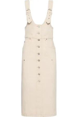 Marant Etoile Vestido Midi De Denim De Algodón