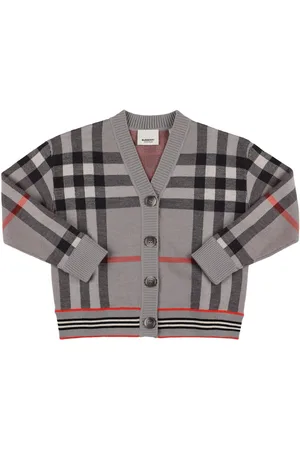 Burberry Cárdigan De Punto De Lana Con Intarsia De Cuadros