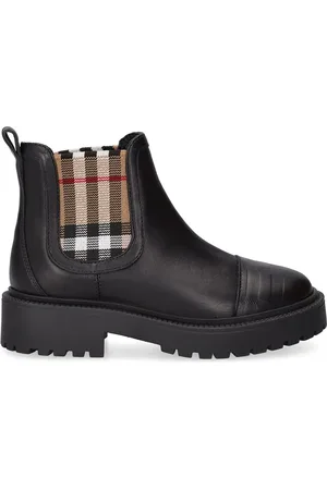 Burberry Botas Chelsea De Piel Con Detalle De Cuadros
