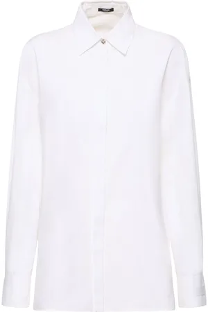 VERSACE Camisa De Popelina De Algodón Con Logo
