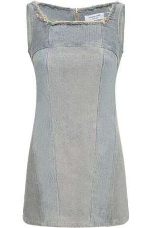 Marine Serre Vestido Mini De Denim De Algodón Con Estampado