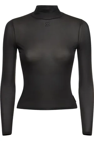 Jersey Negro de Punto con Cuello Alto, Kiton, Mujer