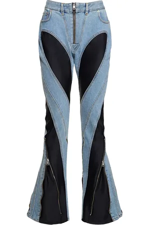 MUGLER Jeans De Denim Y Jersey Con Cremalleras