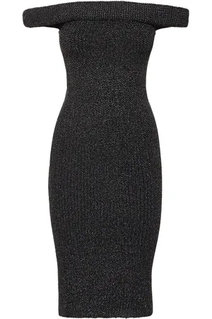 Totême Vestido Midi De Punto Con Hombros Descubiertos