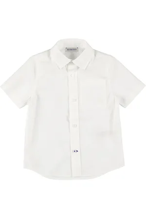 Burberry Camisa De Popelina De Algodón Con Logo