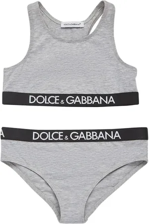 Dolce & Gabbana Sostén Y Braguitas De Algodón Con Logo