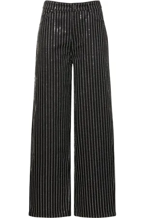 ROTATE Pantalones Anchos De Sarga De Algodón