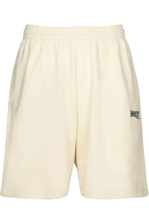 Balenciaga Shorts De Felpa De Algodón Con Logo Bordado