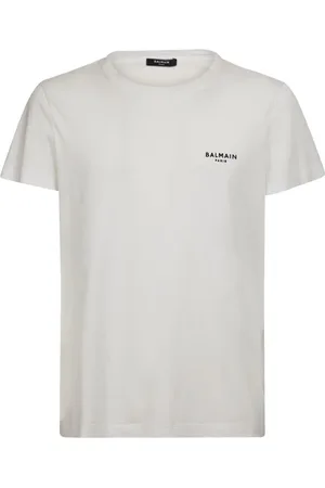 Balmain Camiseta De Algodón Orgánico Con Logo Floqueado