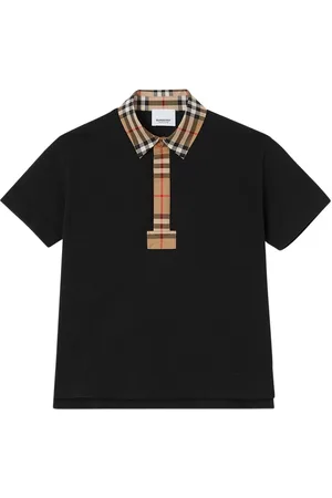 Burberry Polo De Algodón Piqué Con Detalles A Cuadros