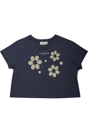Lanvin Camiseta Cropped Jersey De Algodón Estampada