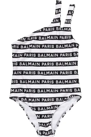 Balmain Bañador Entero De Lycra Con Logo Estampado