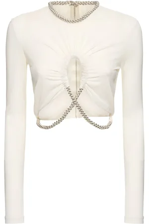 DION LEE Top Corto De Jersey Transparente