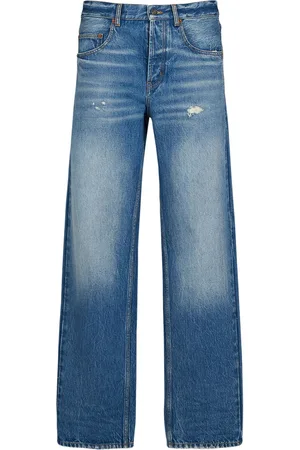 Jeans anchos de denim de algodón - Bottega Veneta - Hombre