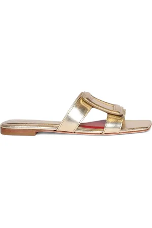 Roger Vivier Sandalias Planas De Piel Metalizada 10mm