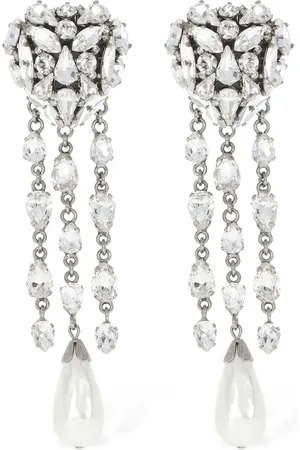 Alessandra Rich Pendientes De Cristal Con Flecos