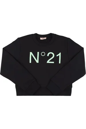 Nº21 Sudadera Cropped De Algodón Estampado