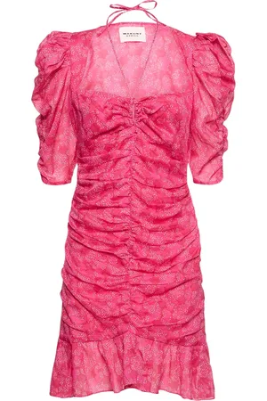 Marant Etoile Vestido Corto De Algodón Con Mangas Abullonadas