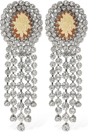 Alessandra Rich Pendientes Con Flecos De Cristal