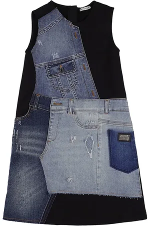 Dolce & Gabbana Vestido De Algodón Denim Y Jersey