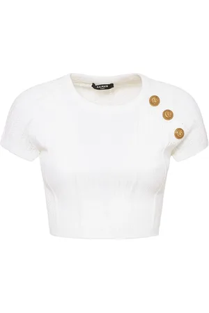 Balmain Top Corto De Punto Acanalado