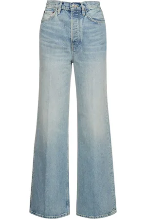 RE/DONE Jeans Anchos De Algodón Con Cintura Alta