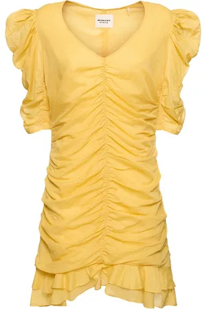 Marant Etoile Vestido Corto De Algodón Fruncido