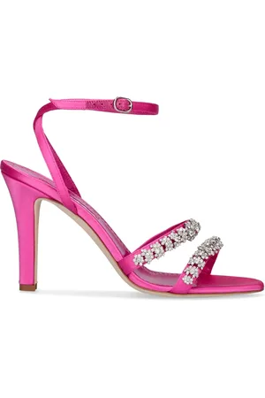 Manolo Blahnik Sandalias De Satén Y Cristales 105mm