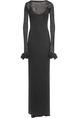 BLUMARINE Vestido Largo De Jersey Y Lana Drapeado