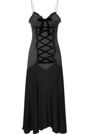 Alessandra Rich Vestido Midi De Lana Con Cordones