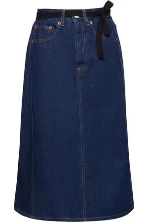 Maison Margiela Falda Midi Asimétrica De Denim De Algodón