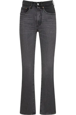 Maison Margiela Jeans Rectos De Algodón Con Cintura Alta