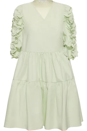 Cecilie Bahnsen Vestido Corto De Algodón Manga 3/4
