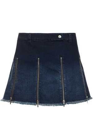 Cannari Concept Minifalda Plisada De Denim Con Cremallera